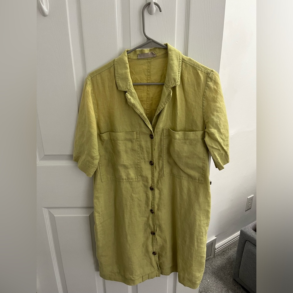 Everlane Women’s Small Linen Workwear Shirtdress in Light Green
